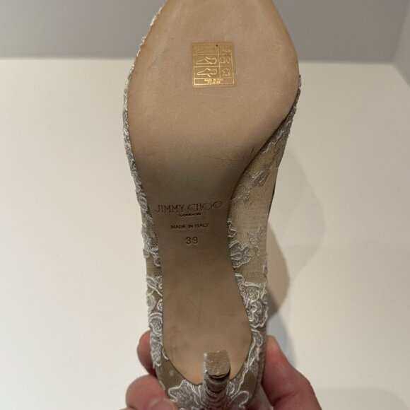 JIMMY CHOO Ivory Floral Ivory Lace Pumps - Picture 5 of 5